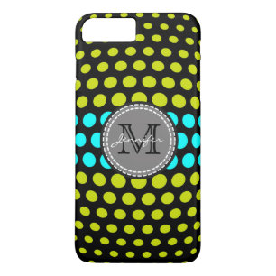 Capa Para iPhone Da Case-Mate Padrão de Bolinhas de Monograma Verde e Aqua