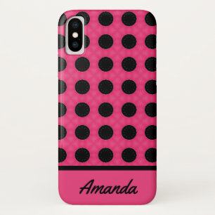 Capa Para iPhone Da Case-Mate Padrão de Bolinhas Rosa e Preto Personalizado