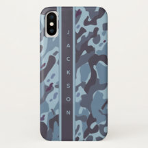Padrão de camuflagem militar azul com nome