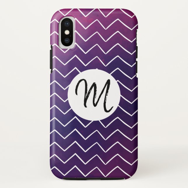 Capa Para iPhone, Case-Mate padrão de chevron desenhado Monograma Script (Verso)