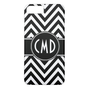 CAPA iPhone 8 PLUS/7 PLUS PADRÃO DE CHEVRON PRETO NAS INICIAIS DO MONOGRAMA