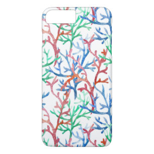 Capa iPhone 8 Plus/7 Plus Padrão de Coral de Aquarela