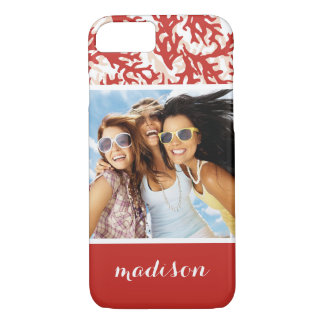 Capa Para iPhone Da Case-Mate Padrão de Coral Vermelho | Sua Foto e Nome