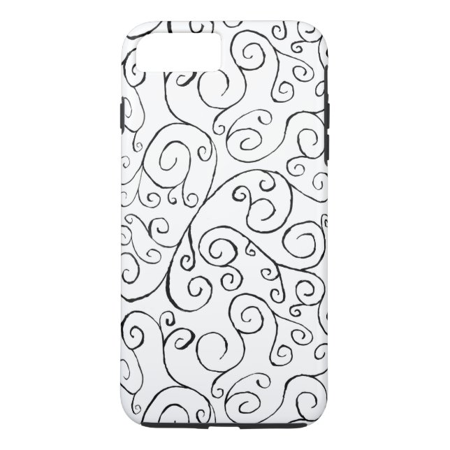 Capa Para iPhone, Case-Mate Padrão de Curva Pintado à Mão Branca (Verso)