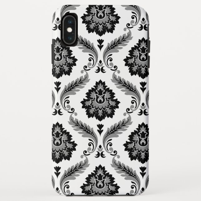 Capa Para iPhone, Case-Mate Padrão de Damasco Rococó Cinza Preto Branco (Verso)
