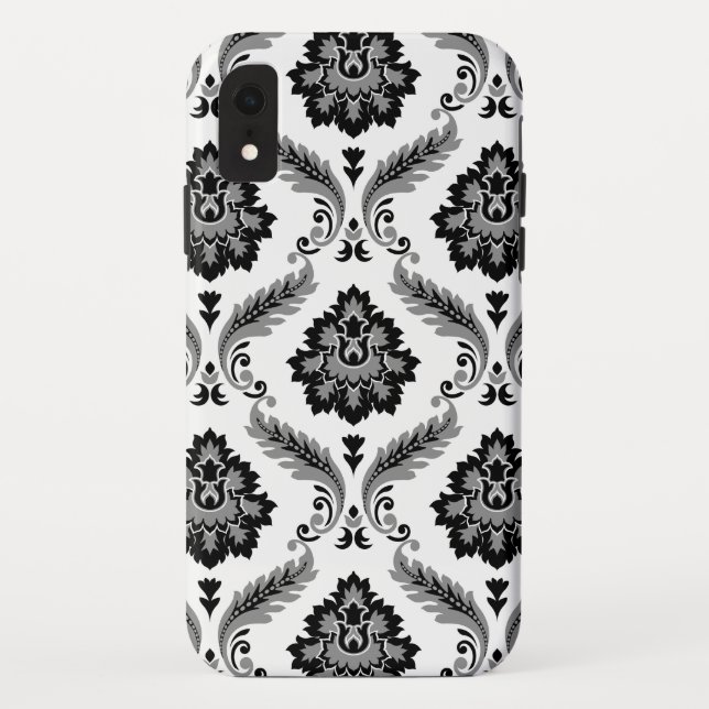 Capa Para iPhone, Case-Mate Padrão de Damasco Rococó Cinza Preto Branco (Verso)