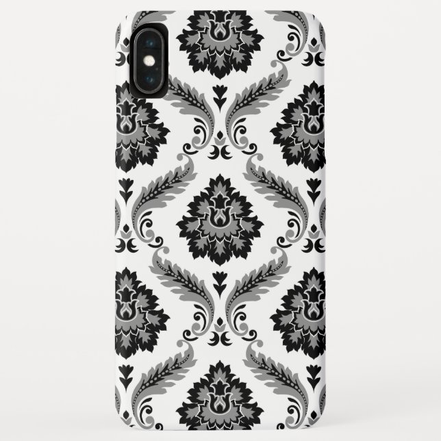 Capa Para iPhone, Case-Mate Padrão de Damasco Rococó Cinza Preto Branco (Verso)