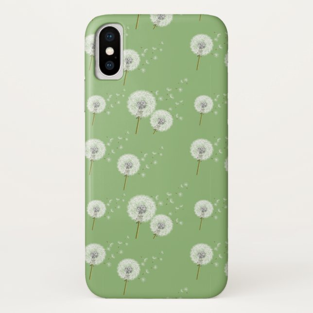 Capa Para iPhone, Case-Mate Padrão de Dandelion em tela de fundo verde (Verso)