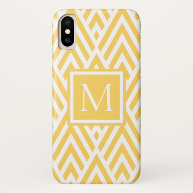 Capa Para iPhone, Case-Mate Padrão de Diamante da Seta do Monograma Amarelo Do (Verso)