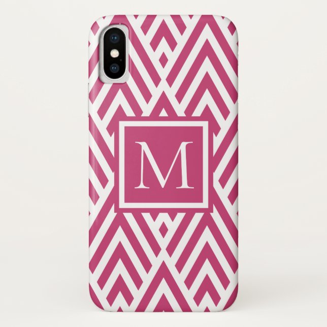 Capa Para iPhone, Case-Mate Padrão de Diamante de Seta de Monograma Rosa Profu (Verso)