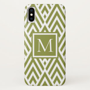 Capa Para iPhone Da Case-Mate Padrão de Diamante de Seta de Monograma Verde Tren