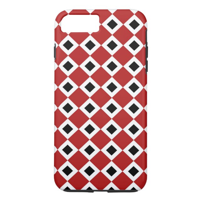 Capa Para iPhone, Case-Mate Padrão de Diamante Preto-Branco-Vermelho iPhone 8  (Verso)