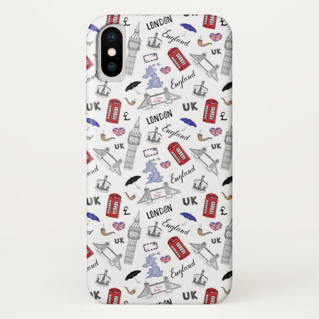 Capa Para iPhone, Case-Mate Padrão de Doodles de Londres (Verso)