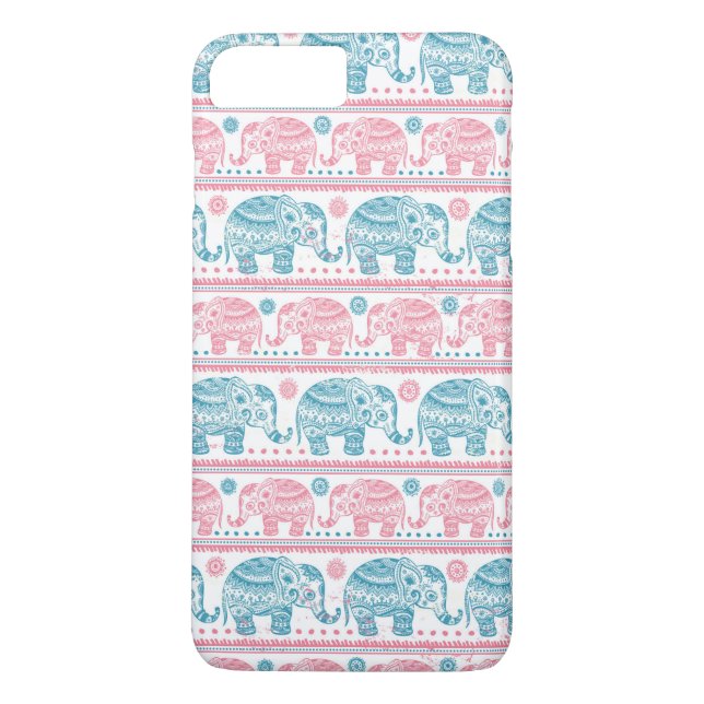 Capa Para iPhone, Case-Mate Padrão De Elefante Étnico Rosa E Teal (Verso)