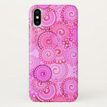 Capa Para iPhone X Padrão de espiral fractal, rosa e fúcsia<br><div class="desc">Padrão de espiral frontal em tons de cor-de-rosa fuchsia,  rosa orquídeo,  rosa quente e violeta,  acentuado com marrom</div>