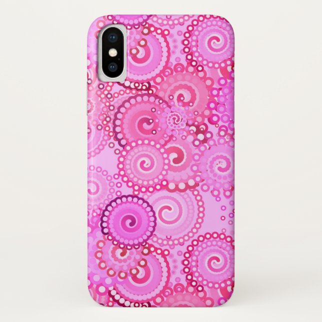 Capa Para iPhone, Case-Mate Padrão de espiral fractal, rosa e fúcsia (Verso)