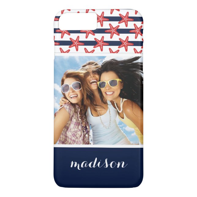 Capa Para iPhone, Case-Mate Padrão De Estrelas E Stripes | Sua Foto e Nome (Verso)