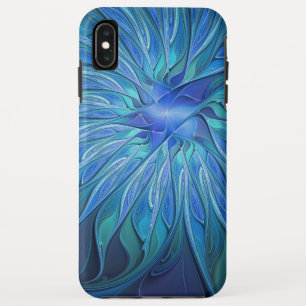 Capa Para iPhone Da Case-Mate Padrão de fantasia de flores azuis, arte frontal A
