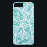 Capa iPhone 8 Plus/7 Plus Padrão de Flocos de Neve Geométricos de Aquarela A<br><div class="desc">Adicione uma alegria festiva ao seu telefone com esta capa de telefone de Natal. Ele apresenta um padrão geométrico azul com sotaque de flocos de neve. Esta capa de telefone festiva também será perfeita como presente.</div>