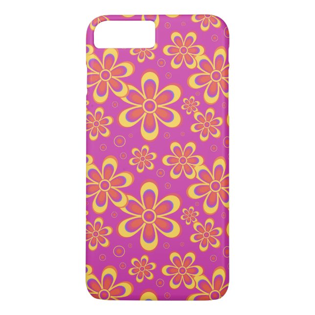 Capa Para iPhone, Case-Mate Padrão de Flor Amarelo-Roxo-Magenta (Verso)