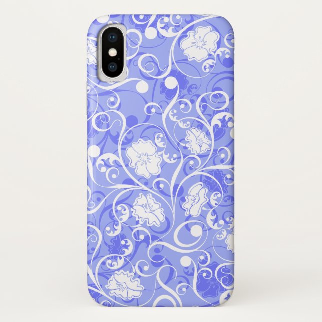 Capa Para iPhone, Case-Mate Padrão de flores brancas e azuis brancas-brancas-b (Verso)