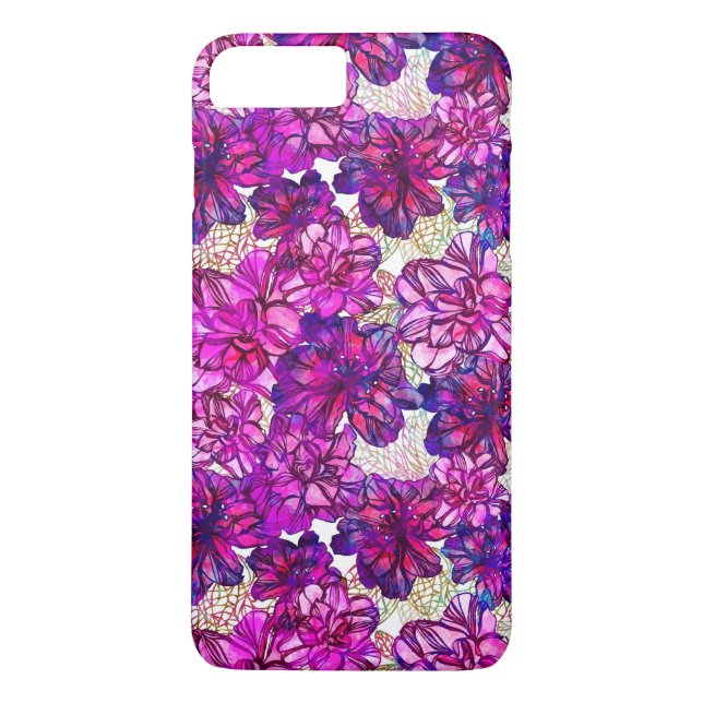 Capa Para iPhone, Case-Mate Padrão De Flores De Abstrato Rosa E Roxo (Verso)