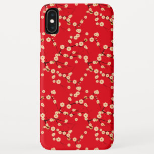 Capa Para iPhone XS Max Padrão de Flores de Cerejeira Japonesas Vermelhas 