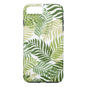 Capa iPhone 8 Plus/7 Plus Padrão de Folhas Botânicas em Branco