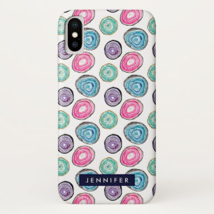 Capa Para iPhone Da Case-Mate Padrão de geode azul roxo, rosa-claro, branco pers