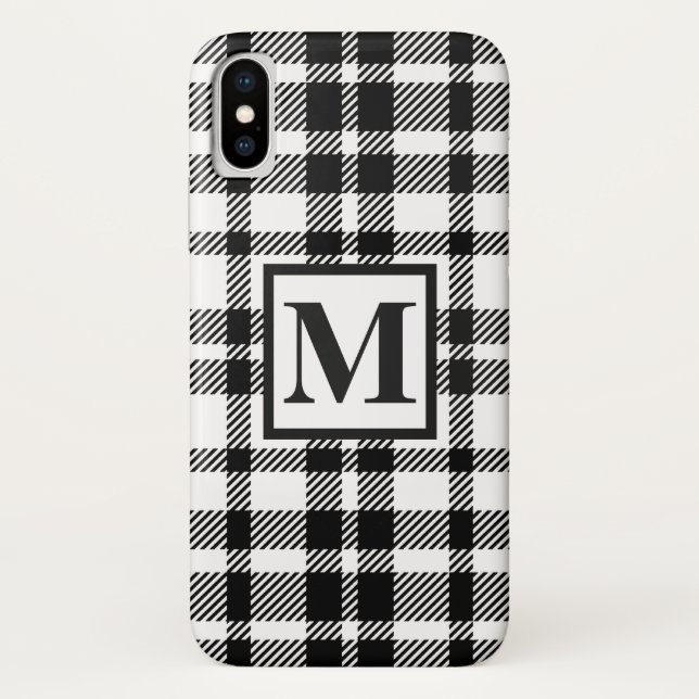 Capa Para iPhone, Case-Mate Padrão de Gingham Preto e Branco (Verso)