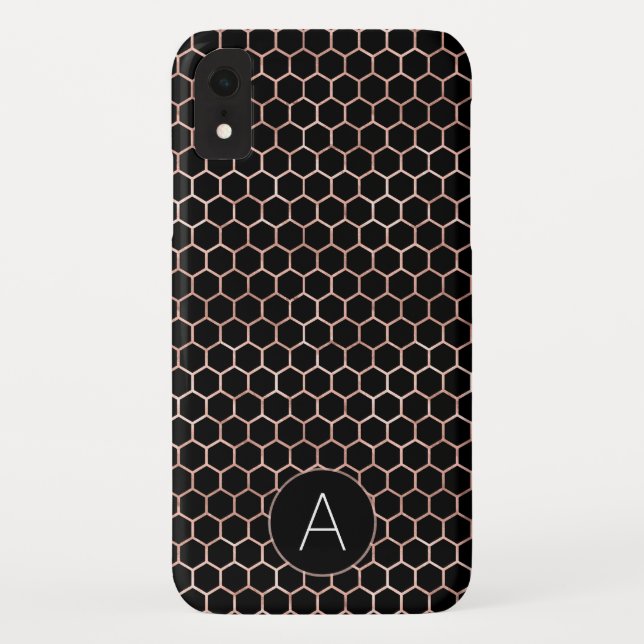 Capa Para iPhone, Case-Mate Padrão de Hexágono Menino Negro e rosa Dourado (Verso)