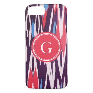 Capa iPhone 8/7 Padrão de ikat de cor da água roxa vibrante quic