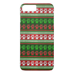 Capa iPhone 8 Plus/7 Plus Padrão de impressão da pata verde vermelha no iPho
