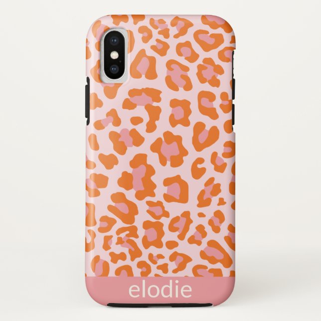 Capa Para iPhone, Case-Mate Padrão de Impressão Glam Cheetah em laranja e rosa (Verso)