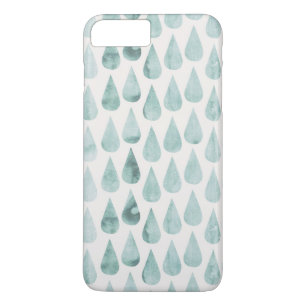 Capa iPhone 8 Plus/7 Plus Padrão de Largura de Chuva Azul/Teal Grande
