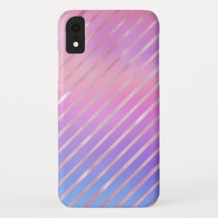 Capa Para iPhone Da Case-Mate Padrão de Listras Diagonais em Dourado Rosa