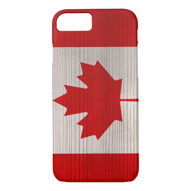 Capa Para iPhone, Case-Mate Padrão de madeira com bandeira canadiana gravada (Verso)