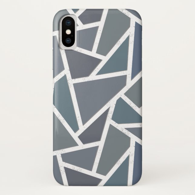 Capa Para iPhone, Case-Mate Padrão de mosaico de cinza azul (Verso)