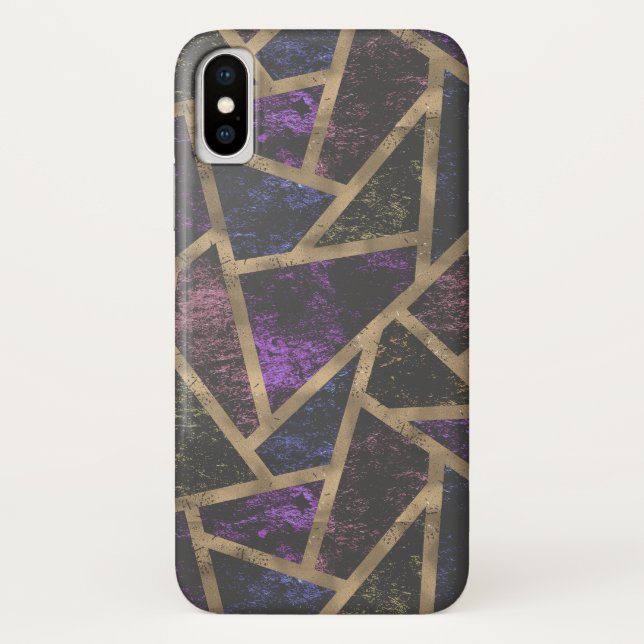 Capa Para iPhone, Case-Mate Padrão de mosaico roxo e ouro (Verso)