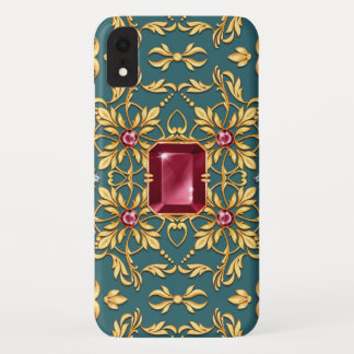 Capa Para iPhone Da Case-Mate Padrão de ouro sem costura com rubi