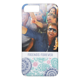 Capa iPhone 8 Plus/7 Plus Padrão de Paisley Étnico de Foto e Texto Personali