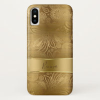 Padrão de Paisley Floral Dourado e Dourado metálic