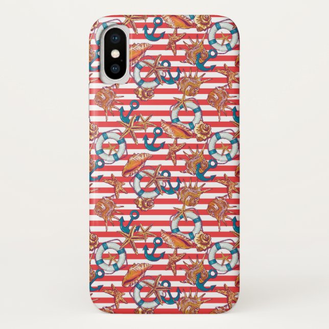 Capa Para iPhone, Case-Mate Padrão de Praia de Trendy| Monograma (Verso)