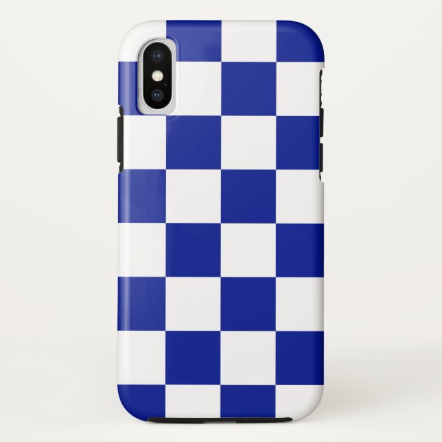 Capa Para iPhone, Case-Mate Padrão de Quadro de Verificação Real Azul e Branco (Verso)