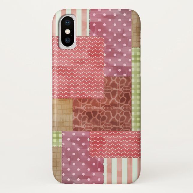 Capa Para iPhone, Case-Mate Padrão de Quilt Block do Estilo de País de Patchwo (Verso)