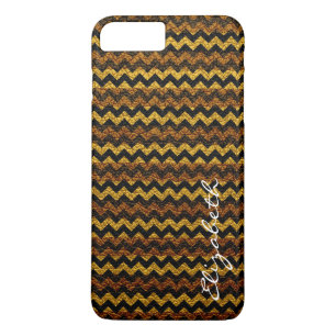Capa Para iPhone Da Case-Mate Padrão de Stripes Chevron Amarelo de Couro