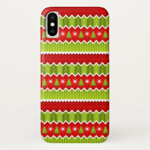 Capa Para iPhone X Padrão De Stripes De Chevron Vermelho E Verde De N