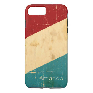 Capa iPhone 8 Plus/7 Plus Padrão de Stripes de Grunge de Vintagem Personaliz
