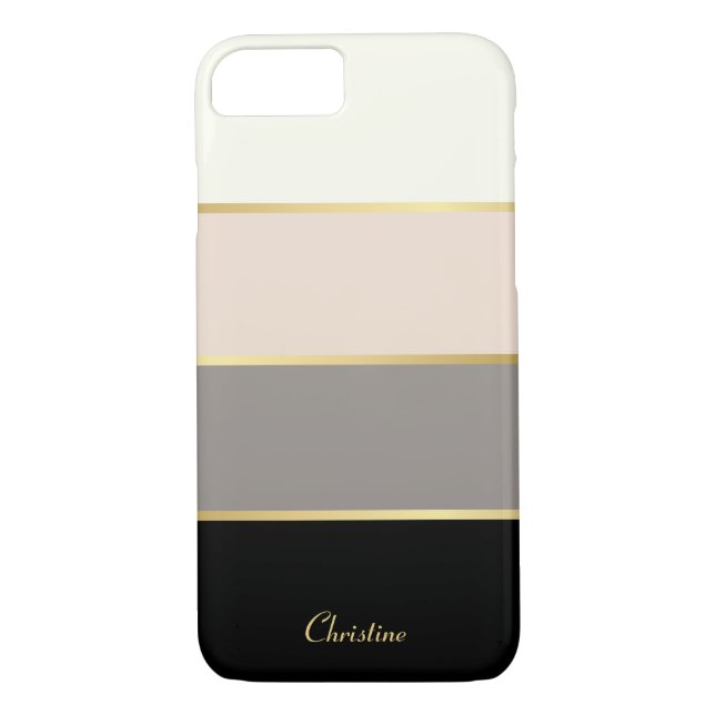 Capa Para iPhone, Case-Mate Padrão de Stripes Modernas Chic com Nome (Verso)