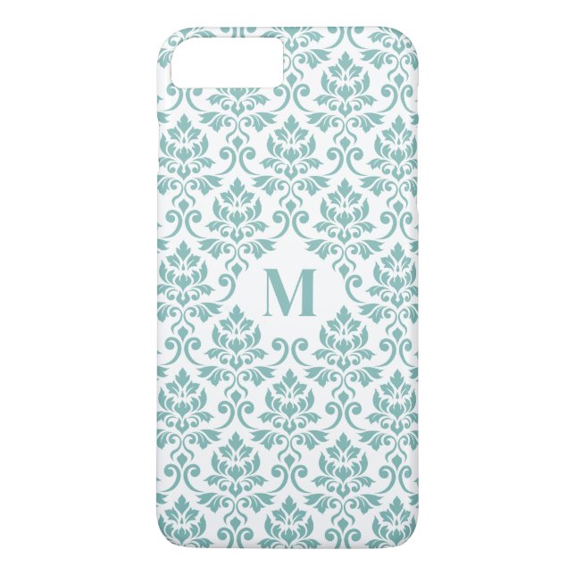 Capa Para iPhone, Case-Mate Padrão de Teal Feuille Damask (Personalizado) (Verso)